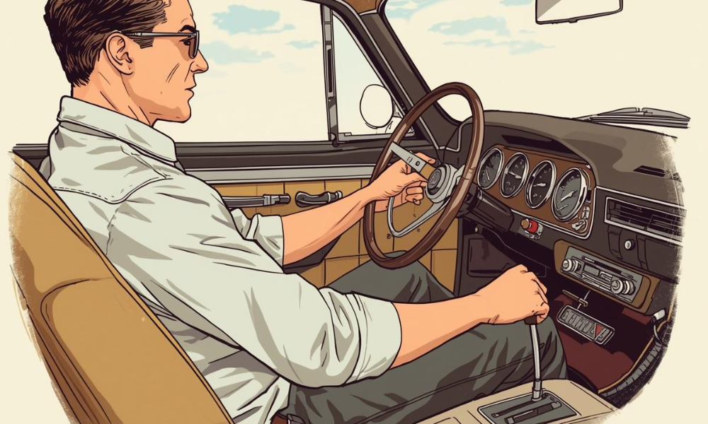 Alt-text- Stick shift driving practice and skill development graphic