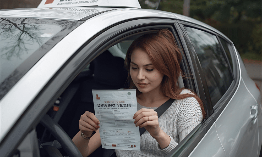 Image Alt: Illinois driver taking written test for state of Illinois renew drivers license process