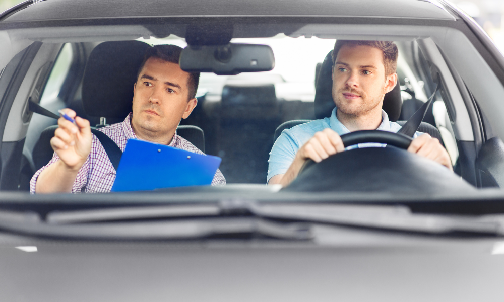 Alt-text- manual car driving lessons practice session